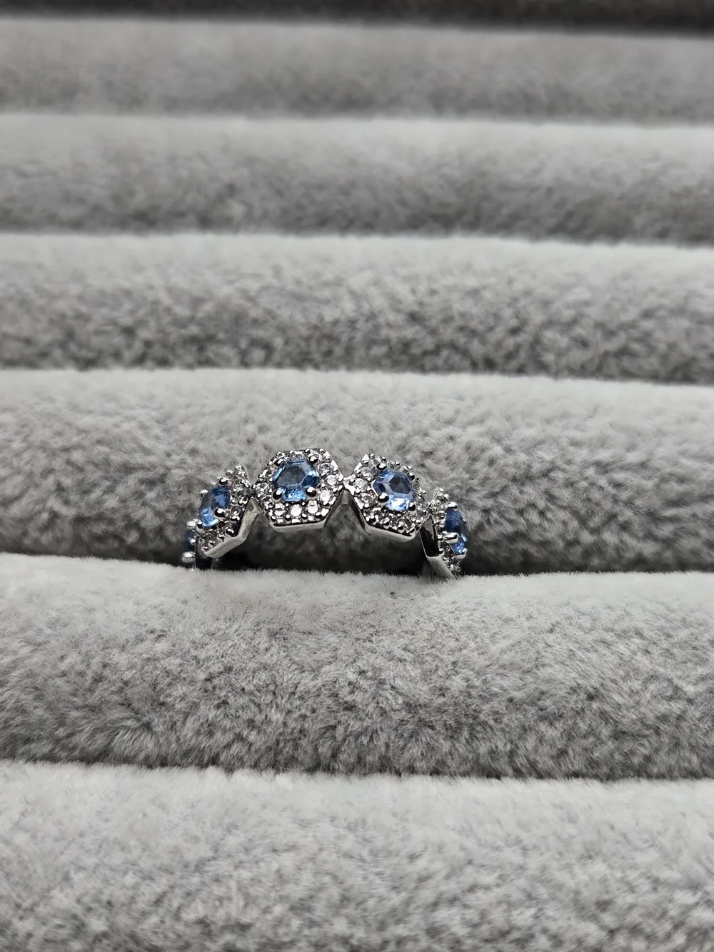 Size 6 Aquamarine Cubic Zirconia Rhodium Plated Bomb Party RBP6670 Free The Inne